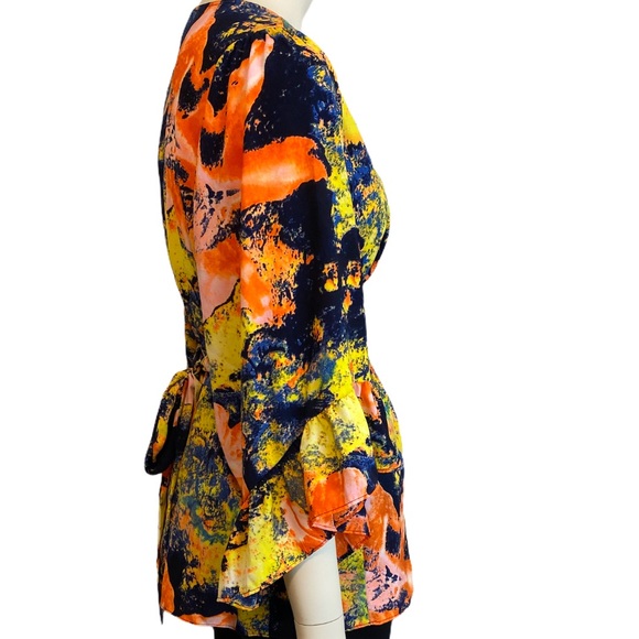 BETSEY JOHNSON Multicolored Flutter Sleeve Top M - Picture 4 of 7